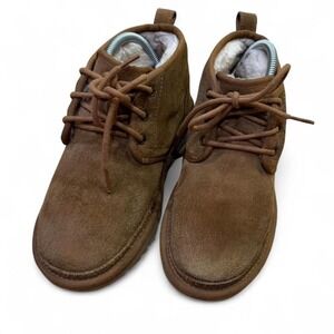 UGG Neumel Boots Chestnut Suede Shearling Lined Lace Up Women's 6